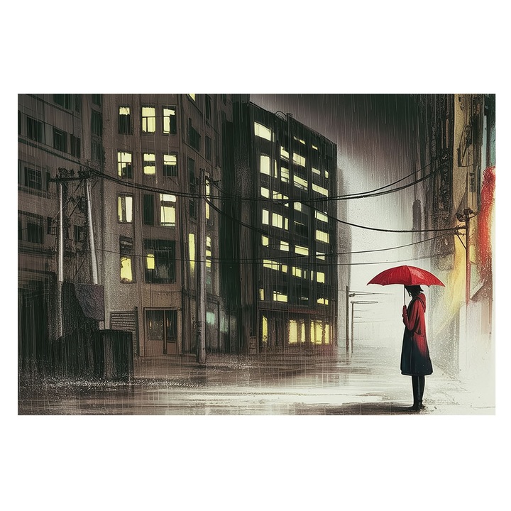 Rola Tapet Vlies De Perete, Tulup, Oras ploios, Negru, 104 x 70 cm, Pentru Dormitor, Adeziv Puternic, 010100060020000284960