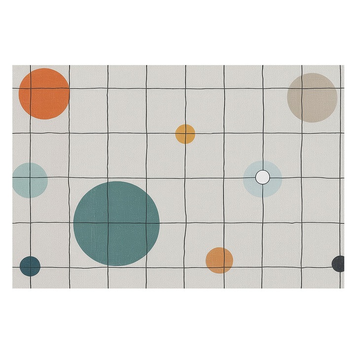 Tapéta Vlies Fali Dekoráció, Tulup, Színes körök, Fehér, 104 x 70 cm, Nem Szőtt, Modern Tapétatekercs, 010100060020000284982