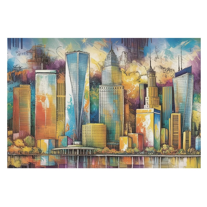 Tapéta Falra, Tulup, Városi panoráma, Kék, 104 x 70 cm, Vlies, Előszobába, Nappaliba, 010100060020000285005