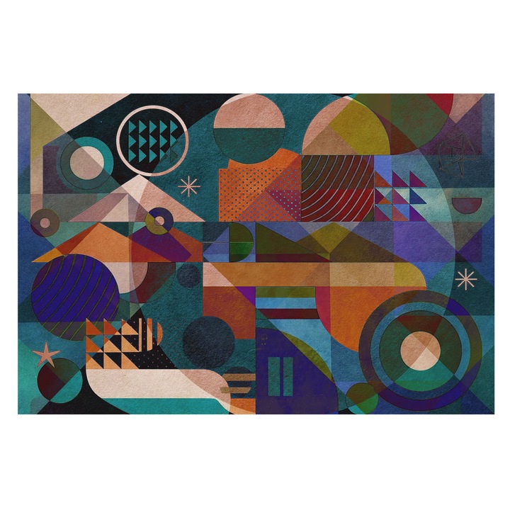 Dekor Tapéta, Tulup, Geometrikus művészet, Zöld, 104 x 70 cm, Vlies, Klasszikus, 010100060020000285078