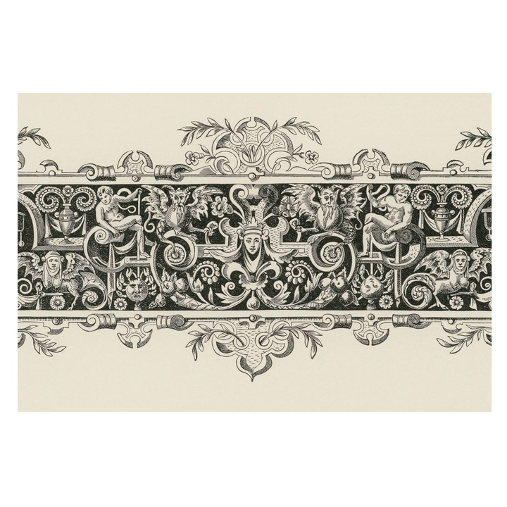 Tapéta Vlies Fali Dekoráció, Tulup, Mitológiai motívumok, Fekete és fehér, 104 x 70 cm, Nem Szőtt, Öko, 010100060020000285268