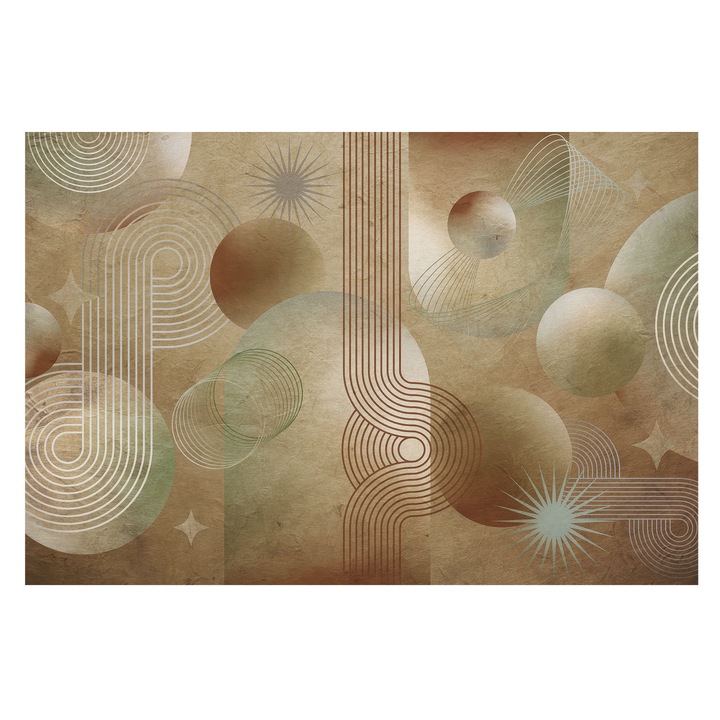 Dekor Tapéta, Tulup, Geometrikus minta, Bézs, 104 x 70 cm, Vlies, Könnyen Felszerelhető, 010100060020000285321