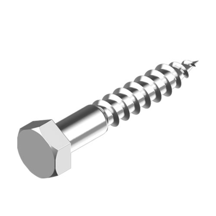 Set-20 bucati-Surub pentru lemn cap haxagonal M5X60/40, zincat alb