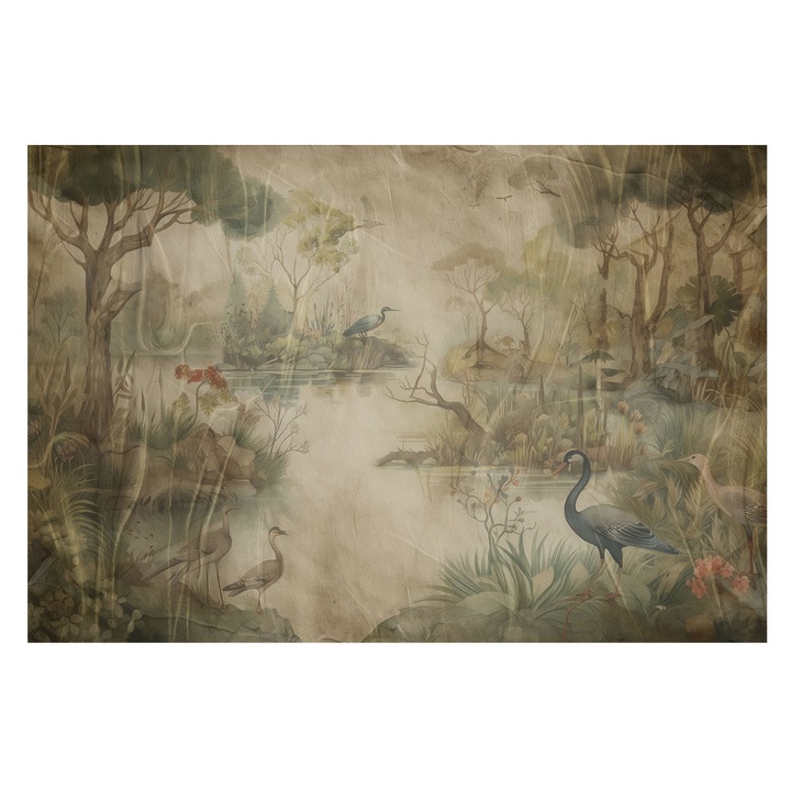 Rola Tapet Vinil De Perete, Tulup, Scena de padure, Bej, 104 x 70 cm, Premium, Culoare Intensa, 010100060020000285340