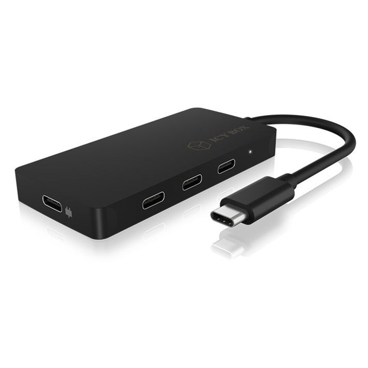 Хъб USB Raidsonic 4 порта USB Type-C, PD порт, черен