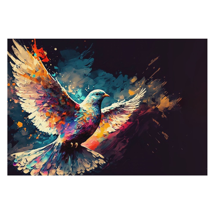 Dekor Tapéta, Tulup, Színes madár, Kék, 152 x 104 cm, Vlies, Öko, 010100060030000074334