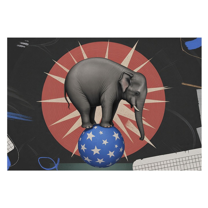 Tapéta Falra, Tulup, Cirkuszi elefánt, Fekete, 152 x 104 cm, Nem Szőtt, Élénk Színek, 010100060030000284741