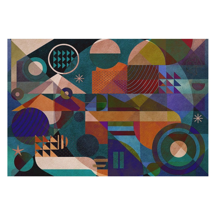 Dekor Tapéta, Tulup, Geometrikus művészet, Zöld, 152 x 104 cm, Vlies, Klasszikus, 010100060030000285078