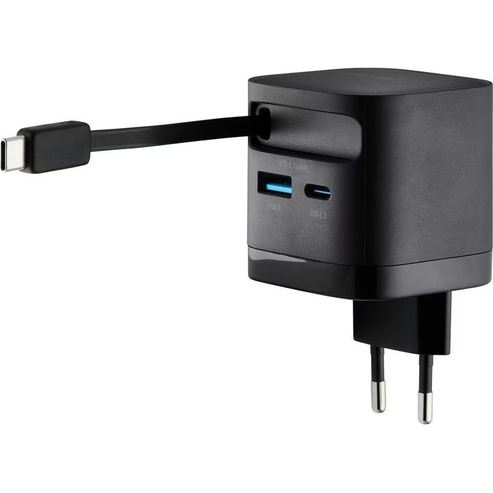 Incarcator rapid compact 65W, Intenso, USB-C/USB-A, negru, 1xUSB-A, 1xUSB-C