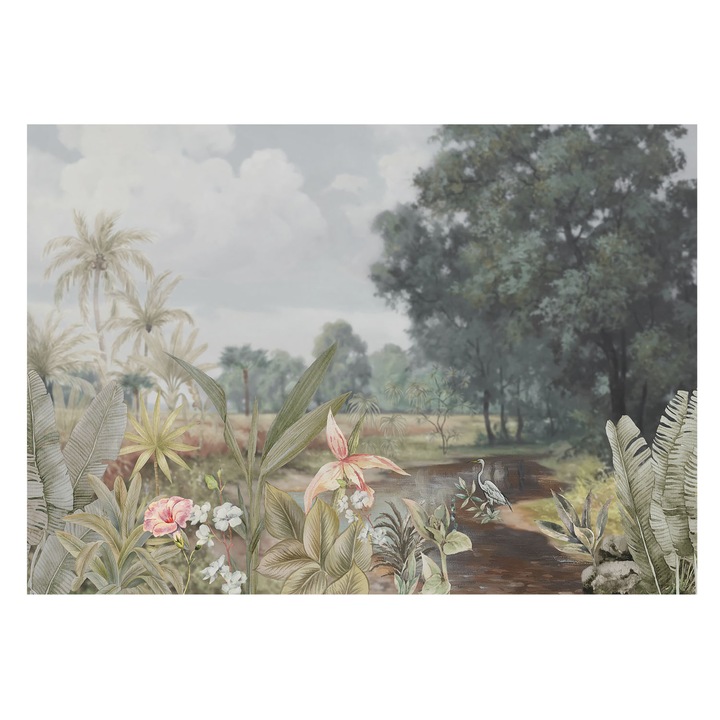 Tapéta Falra, Tulup, Egzotikus táj, Szürke, 208 x 146 cm, Nem Szőtt, Modern Tapétatekercs, 010100060040000282765