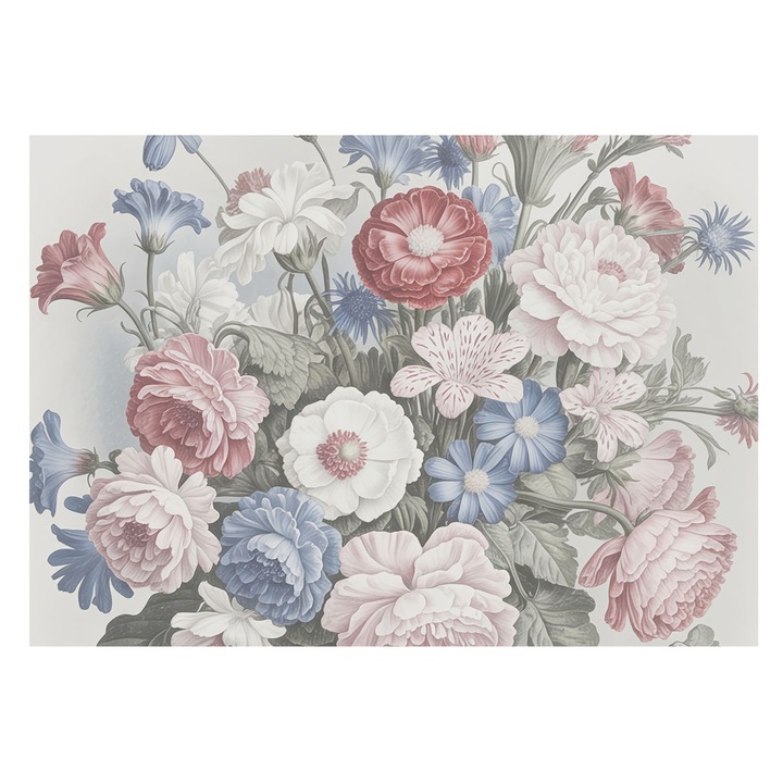 Dekor Tapéta, Tulup, Színes csokor, Fehér, 208 x 146 cm, Vlies, Klasszikus, 010100060040000285174