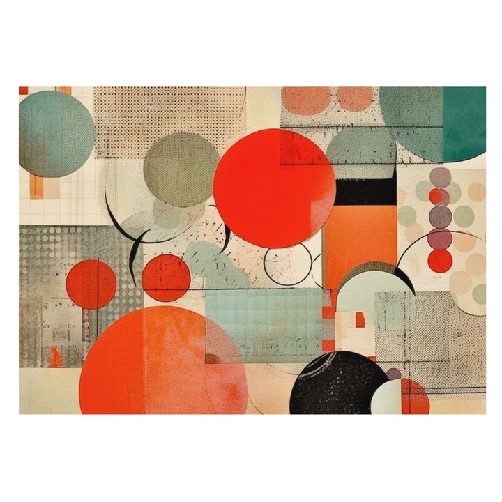 Tapéta Vlies Fali Dekoráció, Tulup, Színes absztrakció, Piros, 208 x 146 cm, Nem Szőtt, Öko, 010100060040000285224