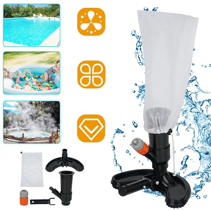 Kit De Curatare A Piscinei Cu Aspirator, Aspirator Pentru Cada Cu Hidromasaj, Aspirator Pentru Piscina, Spa, Instrument portabil de curatare a aspiratorului subacvatic Cu Perie, Sac Fin Pentru Frunze