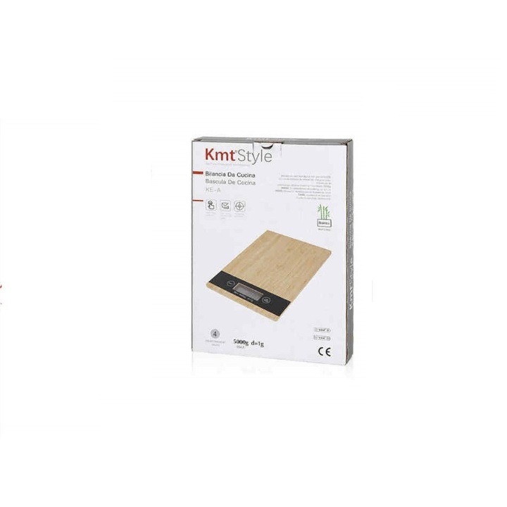 Cântar de bucătărie digital din bambus 5kg / 1g (23x16cm) Kmt Style