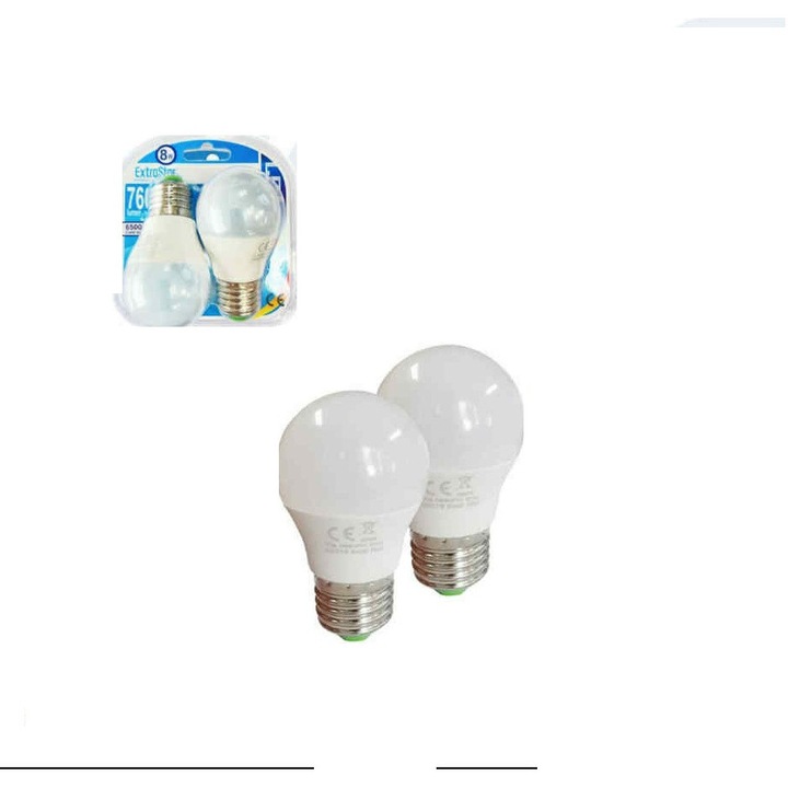 Becuri LED economice, cu putere selectabilă de la 4W (34W) la 15W (100W) E27, pachet de 2 bucăți - 8W