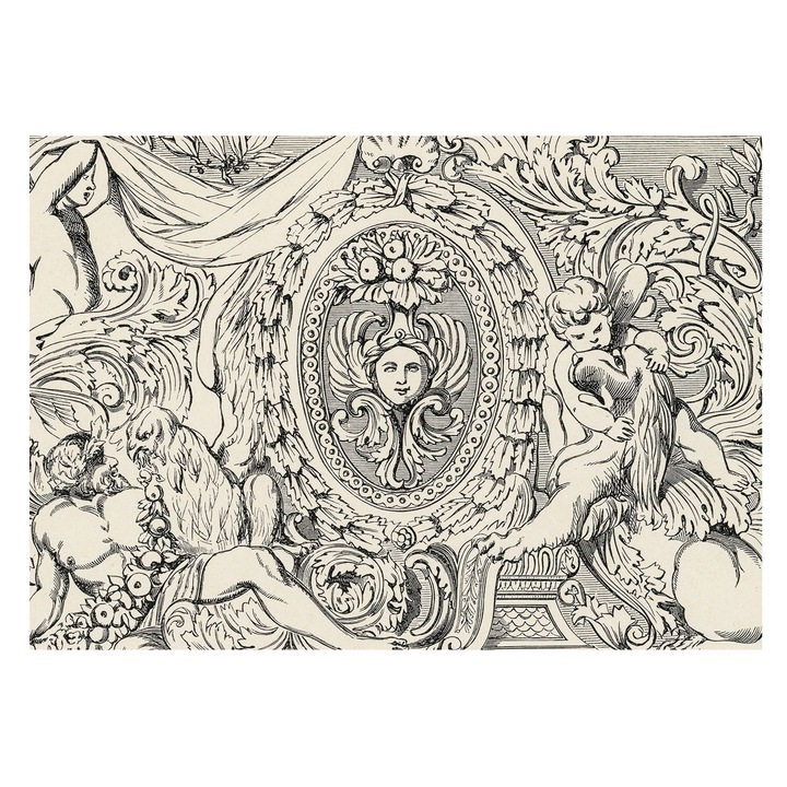 Tapet Vlies De Perete, Tulup, O bogatie de ornamente, Alb, 312 x 219 cm, Decorativ, Usor De Instalat, 010100060080000285470