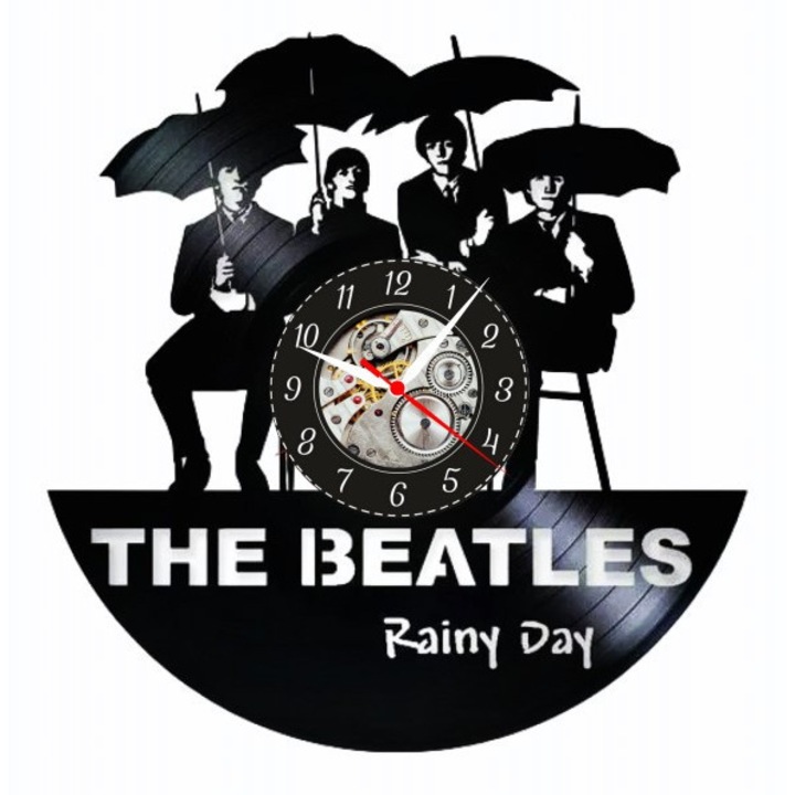 Dekoratív falióra "The Beatles - Rainy Day", bakelitlemezből készült (Vinyl Record), Retro Zene & Rock Legenda design