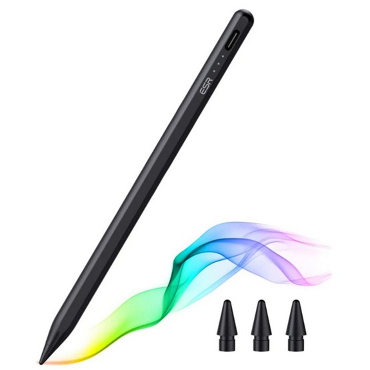 Esr érintő ceruza, aktív, kapacitív, mágneses, type-c, apple pencil/apple ipad/apple ipad air kompatibilis, fekete