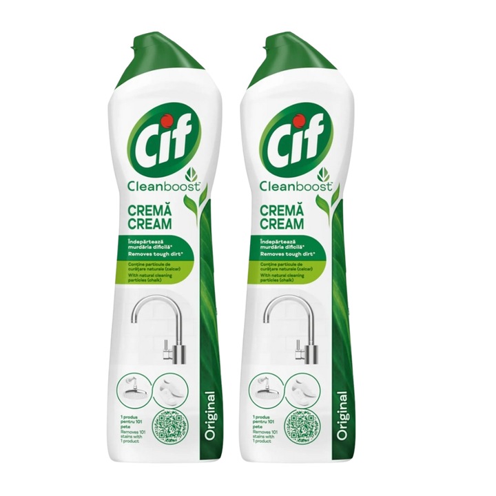 Set 2x Cif crema multisuprafete CleanBoost Original, 500 ml