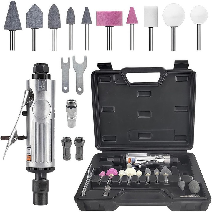 Polizor pneumatic 1/4NPT, instrumente de slefuire, lustruire, indepartare a ruginii si taiere acasa, 10 bucati, cap de slefuire cu diametrul mandrinei de 3 mm/6 mm