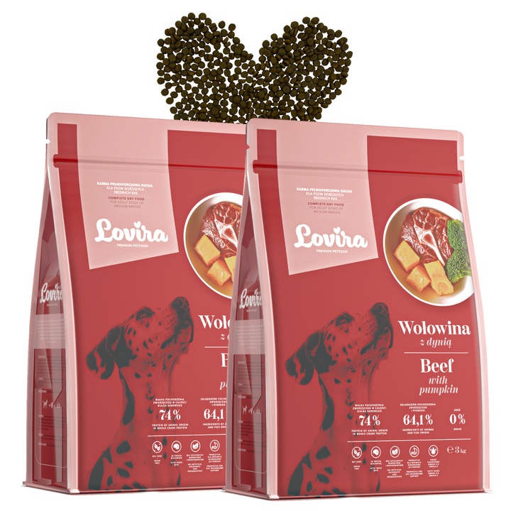 2x Mancare uscata cu carne de vita 3 kg