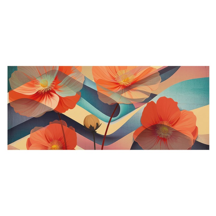 Rola Tapet Vlies De Perete, Tulup, Florile simturilor, Portocaliu, 250 x 104 cm, Design Modern, Adeziv Puternic, 010100060050000285079
