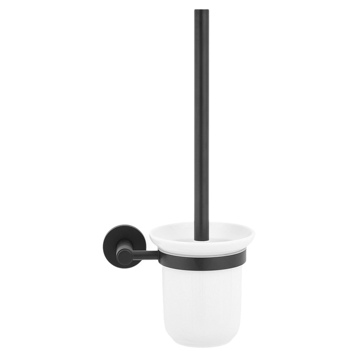 Suport perie, Maison Mex WC DOTTY, L.15 l.10,6 H.36 cm, negru mat/alb