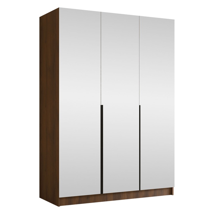 Dulap cu oglinda Mirpat III, MIRJAN 24, nuc warmia + negru, 58x150x215 cm