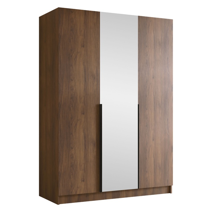 Dulap cu oglinda Mirpat II, MIRJAN 24, nuc warmia + negru, 58x150x215 cm