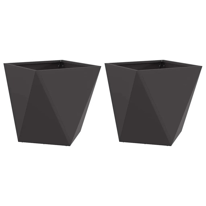 vidaXL Jardiniera 2 pcs Negru 50 x 50 x 50 cm Otel