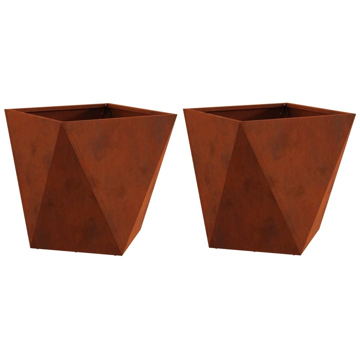 vidaXL Jardiniera 2 pcs Ruginit 40 x 40 x 40 cm