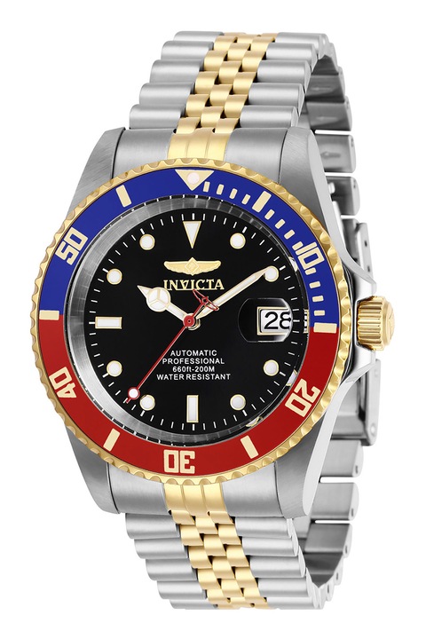 Invicta, Двуцветен часовник от неръждаема стомана Pro diver, Сребрист, Златист