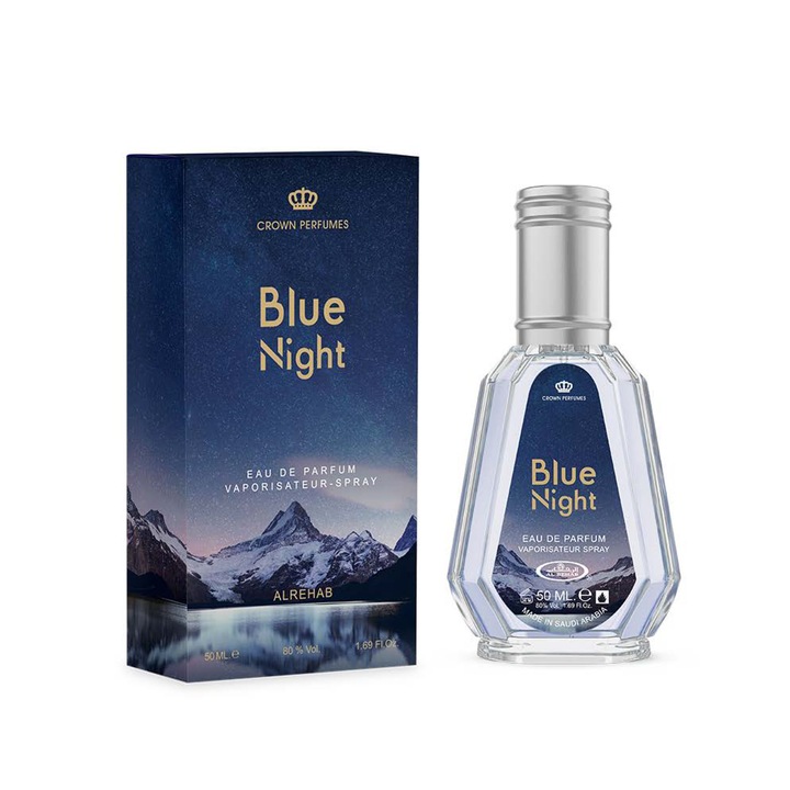 Férfi parfüm, Blue Night, 50 ml, citrusos és fás jegyek, Al Rehab
