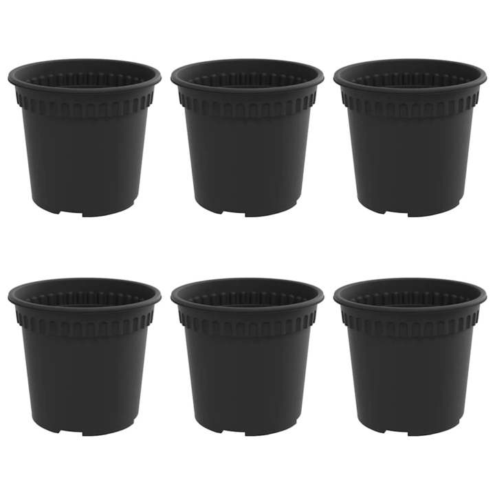 vidaXL Kerek Virágcserép 6 pcs Fekete Ø 15 x 12 cm Műanyag 42020268