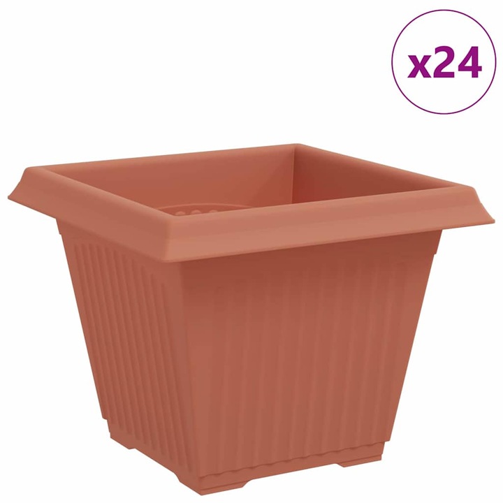 vidaXL Vaza patrata pentru flori 24 pcs Rosu caramida 38 x 38 x 30 cm