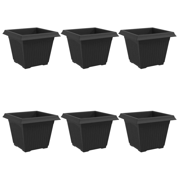 Vaza patrata pentru flori 6 pcs Negru 28 vidaXL, 5 x 28, 5 x 22 cm