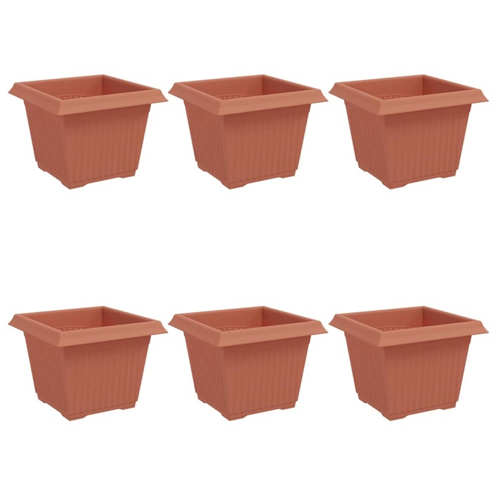 Vaza patrata pentru flori 6 pcs Rosu caramida 23 x 23 x 17 vidaXL, 5 cm
