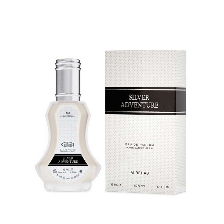 Parfum Silver Adventure, Al Rehab, 35 ml, note de grapefruit si cedru, pentru barbati