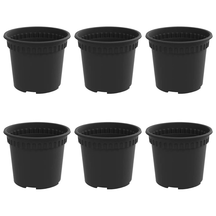 vidaXL Kerek Virágcserép 6 pcs Fekete Ø 12, 5 x 10 cm Műanyag 42020267