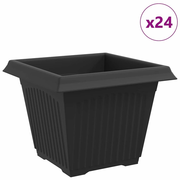Квадратна цветна саксия 24 pcs, vidaXL, Черно 28, 5 x 28, 5 x 22 см