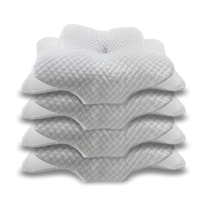 Set 4 Perne Ortopedice Cervicale, ORTOSAN, Spuma cu Memorie, Husa Detasabila, Alb, 64x32cm