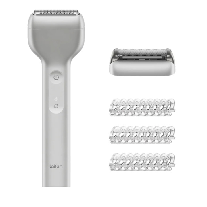 Aparat de ras electric 2-in-1, Laifen T1 Pro, trimmer barba + shaver folie, 12000 taieri/min, autonomie 120 min, incarcare rapida USB-C, IPX7, capete 2/3/5 mm, motor inteligent, design aluminiu, Gri deschis perlat