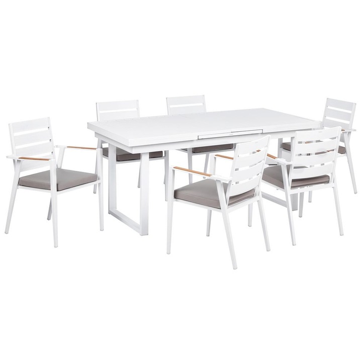 Set de gradina din aluminiu gri VALCANETTO/ 6 locuri TAVIANO