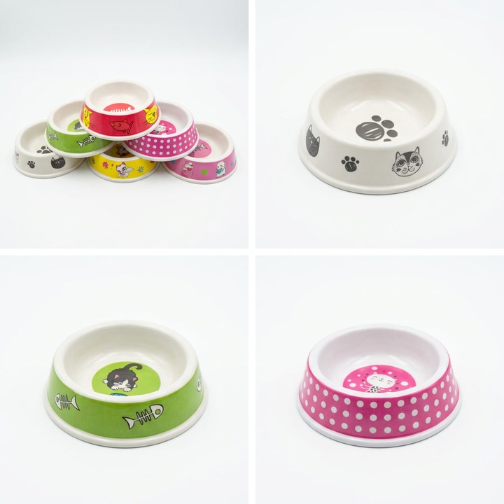 Bol hrana sau apa pentru pisici, plastic, simplu, capacitate 0.2 L