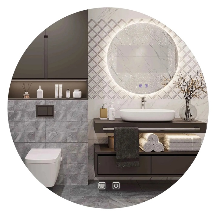 Rea oglinda LED HZJ 90 90, WhiteAlb, 2x90x90cm