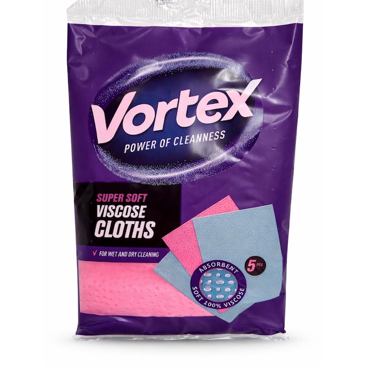 Set 5 lavete Vortex din vascosă, 34x45cm, multicolor