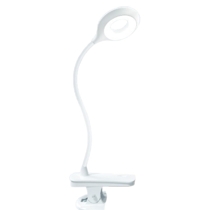 Lampa clip LED libtit, dimabila touch, 3 moduri lumina, brat flexibil, reincarcabila USB, culoare alba
