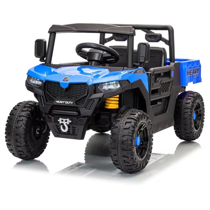Masinuta electrica copii Nichiduta Heavy Duty Blue cu remorca rabatabila electric, telecomanda 2.4G, 2 motoarex35w, acumulator 12V4.5Ah, usi cu deschidere, lumini led, 2viteze