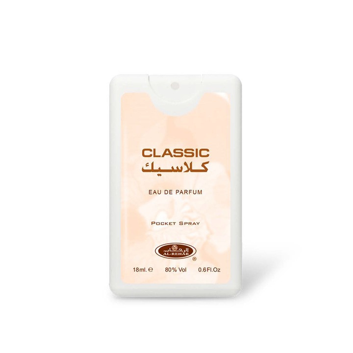 Eau de parfum, Al-Rehab, Pocket Spray, 18 ml, Classic, citrusos, púderes jegyek
