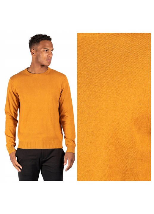 Pulover Barbati, Marcus, Dustin, Regular Fit, Maneci Lungi, Decolteu Rotund, Design Simplu, Bumbac, Galben, Galben